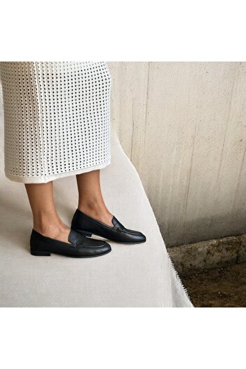 NE&VE SHOES Черни дамски мокасини от естествена кожа
