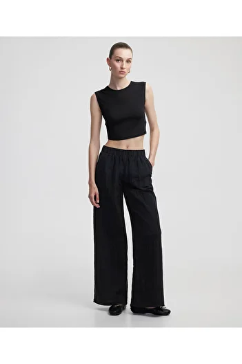 İpekyol Textured Wide Leg Fit Pants