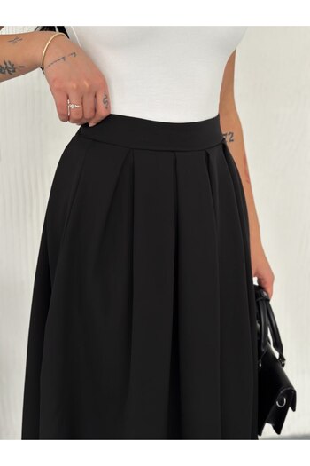 Winmoda34 Tesettür Dabil Fabric Plired 91 cm Full Length Long Skirt