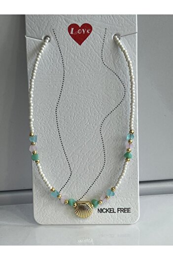Meri White Beaded Anklets with Shell Detail