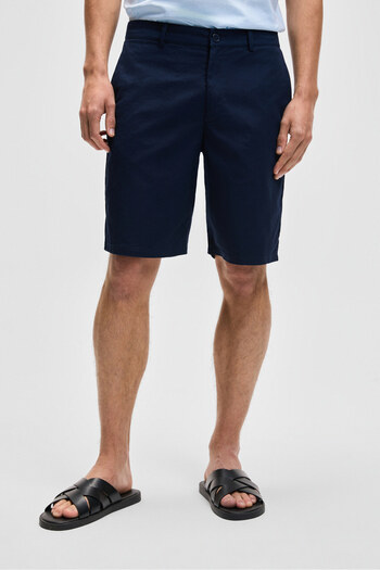 GRIMELANGE Teemo men's zipper with side pockets Stretch Fabric Slim Fit navy blue shorts