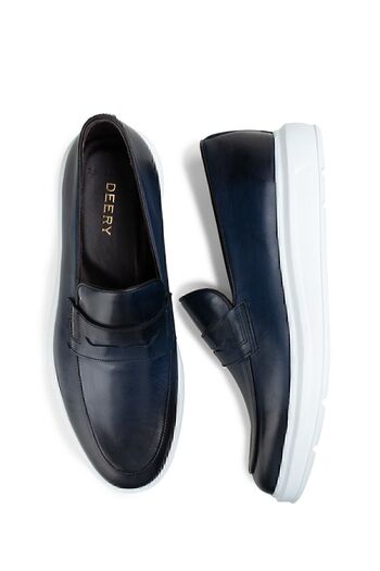 Deery Ανδρικά παπούτσια Loafer από γνήσιο δέρμα μπλε