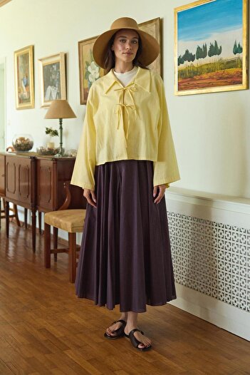KADRİYE BAŞTÜRK Tali Voile Piece Skirt Plum