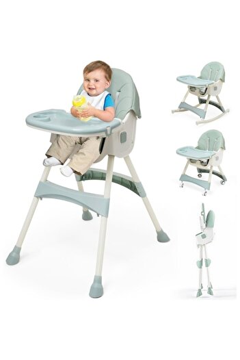 Smart Vibe Scaun de masă copii pliabil 4în1 KinderVibe™ cu tavă, centură 5 puncte și cos depozitare, Verde