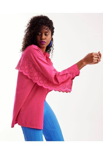 BEBE PLUS Βρεφικό γυναικείο πουκάμισο oversize με λεπτομέρεια από χτένι στην πλάτη