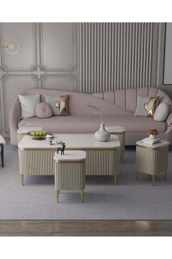 GENERAL ZAHRAT ALFKHAMAH Luxury Coffee Table Set – 5 Pieces