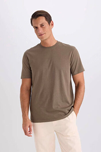 DeFacto New Regular Fit Khaki Men's T-Shirt V7699Az/Kh207