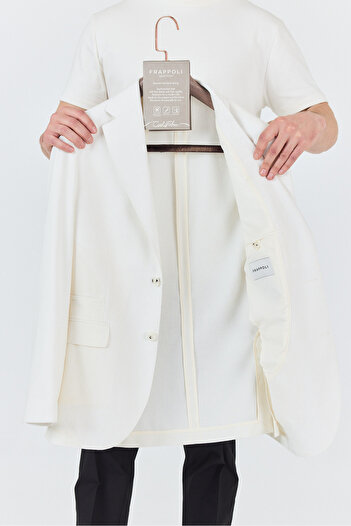 Frappoli Zevos Men's Ecru Linen Blended Unlined Sports Blazer Jacket