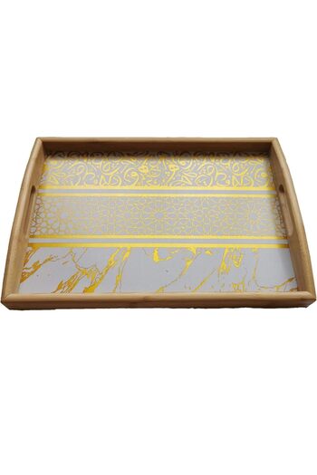 Generic Food Serving Trays With Arabic Calligraphy Design And Classic Wooden Tray With Handles 46*33cm