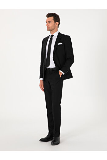 Cacharel Siyah Slim Fit %100 Yün Klasik Takım Elbise 50304078-VR046