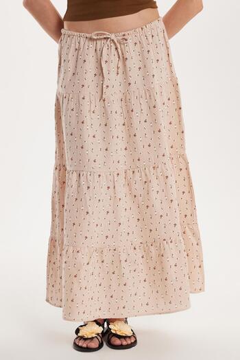 Tudors Women's Standard Fit Elastic Waist Tie Printed Skirt