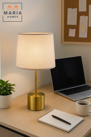 MARIA HOMES Brushed Gold Table Lamp with Fabric Shade