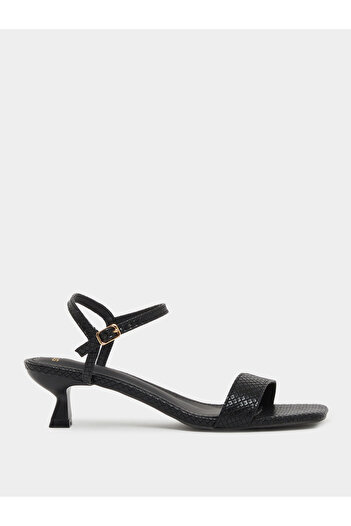 Styli Animal Textured Ankle Strap Kitten Heel Sandals