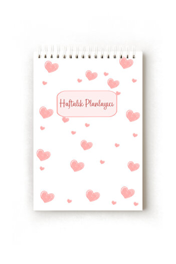 Handeto Kraft Heart Themed Turkish Weekly Planner, Weekly Planner, A5 Planner, Spiral Planner, Ring Binder