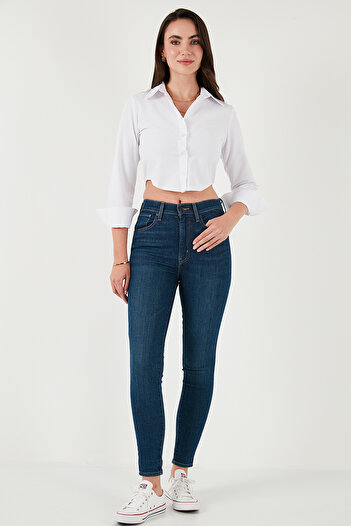 Lela Βαμβακερό μείγμα Slim Fit Μακρυμάνικο Crop Πουκάμισο 6777336