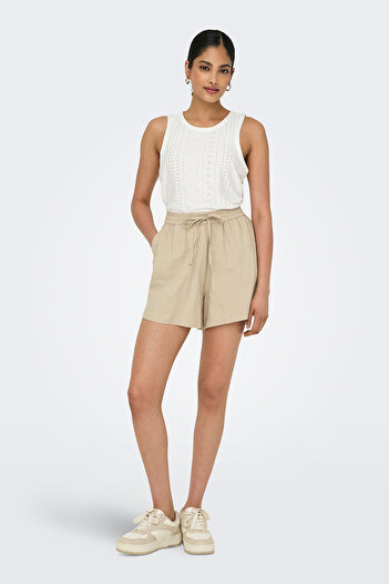 ONLY Onljakiri Λινό Μείγμα Comfort Fit Σορτς με ζώνη στη μέση SHORT 15346498