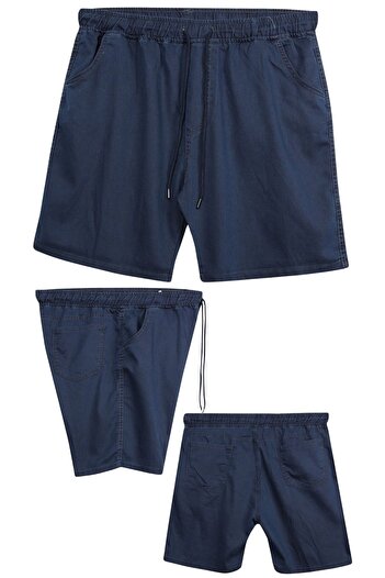 marufshop Men's Lycra Lace-Up Denim Shorts with a Fitted Fit Suitable for Large Sizes 120 - 157 Kilos