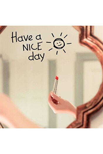 hediyenebak Ayna Dekorasyon Sticker - Have a NICE Day - 20x10 cm