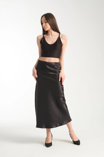 İLKCET MODA Satin Midi Women's Skirt