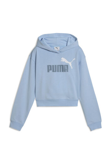 Puma Hanorace, relaxate, cu mânecă lungă, lungime scurtă, cu gât rotund, tricotate, cu imprimeu logo