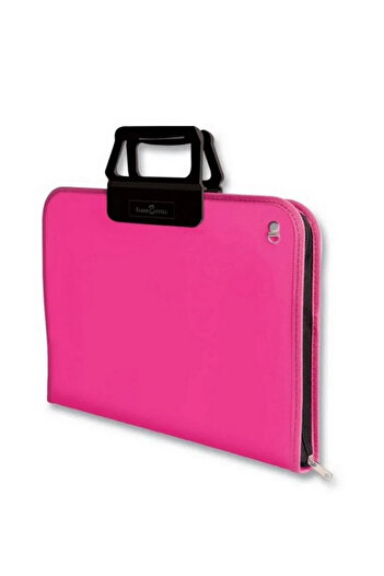 Faber Castell 28X38 cm Pink Project Bag, Large Internal Volume, Ergonomic Carrying Strap, Pp Material