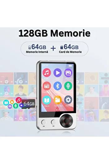 Velixo MP3 Player with Touchscreen, 2.4", Bluetooth 5.3, 128GB, HiFi, FM Radio, E-book, Recorder