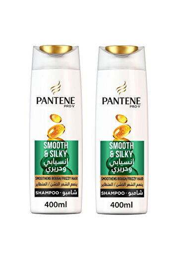 Pantene Shampoo Smooth & Silky 2 x 400 ml Fights Frizz & Restores Shine for Soft, Smooth Hair