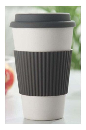 Generic Vitacelli 384ML Eco Bamboo Fiber Coffee Mug, Reusable, Portable Eco Mug with Lid and Silicone Handle