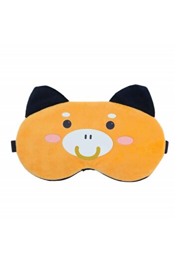 PUFO Sleeping or travel mask, with removable gel, Pufo Happy Piggy, 20 cm, brown