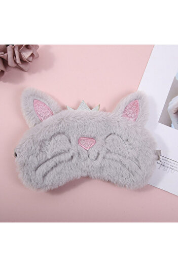 PUFO Sleeping or travel mask, with removable gel, Pufo Kitty, 20 cm, gray