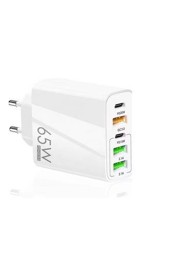 OEM Mains Charger, 5 Ports, 65W Fast Charge 3 x USB, 2 x Type-C Laptop, iPhone, Huawei, Samsung