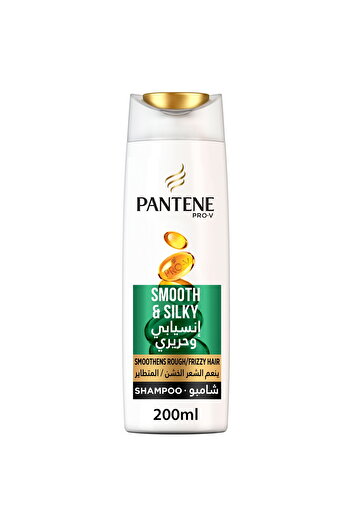 Pantene Pro-V Smooth & Silky Shampoo 200 ml Tames Frizz & Nourishes Dry Hair for Soft, Shiny, and Sleek