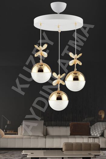 KUZEY AYDINLATMA Efna Beyaz Gold 3 Lü Kumandalı Üç Renkli Ledli Aydınlatma