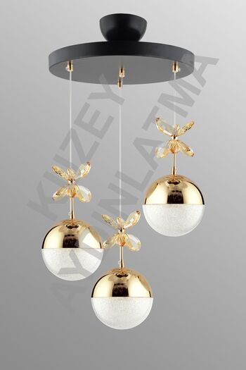 KUZEY AYDINLATMA Efna 3 Lü Siyaha Gold Kumandalı 3 Renkli Led Aydınlatma