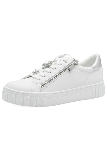 Marco Tozzi Damen Low Sneaker Low Top 2-23702-44 Weiß 191 White Silver Kunstleder