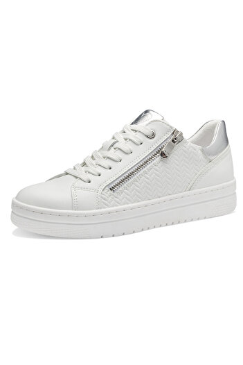 Marco Tozzi Damen Low Sneaker Low Top 2-23718-42 Weiß 197 White/comb Kunstleder Mit Mt Rem Sock