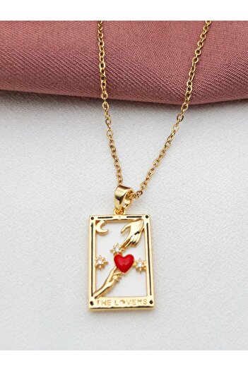 Siya Silver Lovers Tarot Kararmaz Çelik Kolye - Aşk Kolyesi
