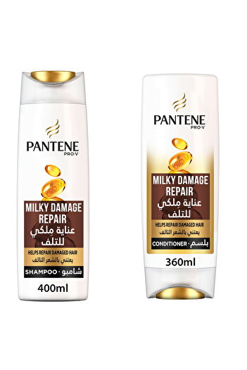 Pantene Pro-V Milky Damage Repair Shampoo 400 ml + Conditioner 360 ml Strengthens Hair & Reduces Hair Fall