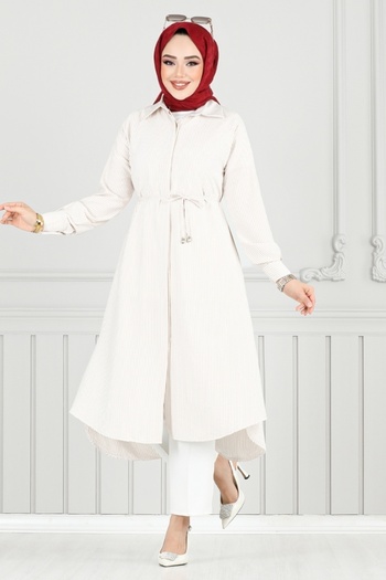 ModaMerve Tunic with Concealed Button 3106Hbs932-M Vision