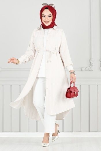 ModaMerve Tunic with Concealed Button 3106Hbs932-M Vision