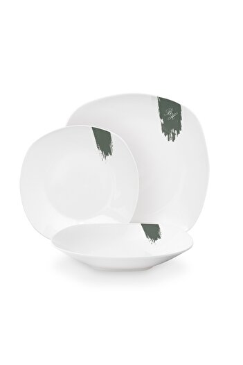 Berlinger Haus 18-piece Plate Set Made Of Porcelain Green Matt Bh 10205