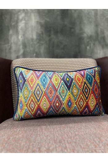 Fabricland Velvet Embroidery Look Baklava Pattern Throw Pillow Cover
