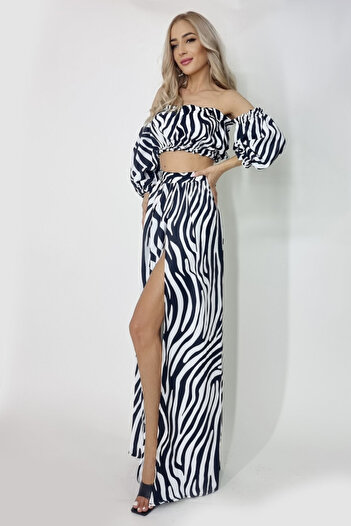 FashionForYou Naila beach set, skirt and short top, Zebra, Universal size S/M