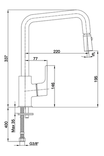 Eca Luna Sink Kitchen Faucet with Movable Tip 102118049