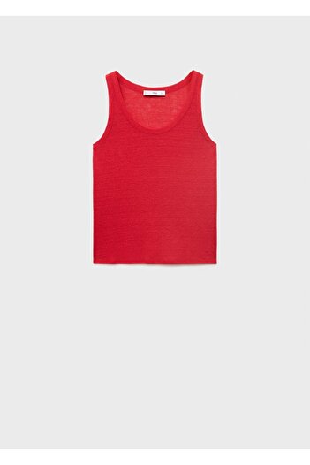 MANGO Woman Askılı keten bluz
