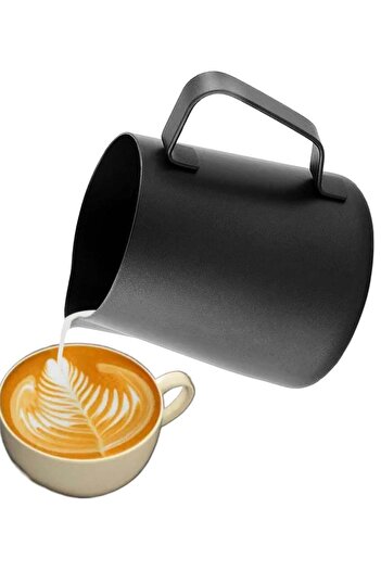 Generic Stainless Steel Frozen Milk Jug for Espresso Machines, Cappuccino, Latte Art 0.35L Black/Silver