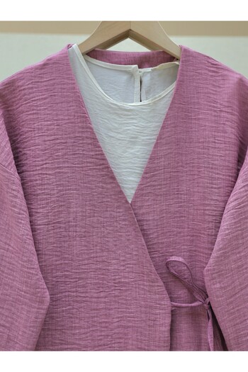Modamorfo Side Tie Linen Kimono - Cherry