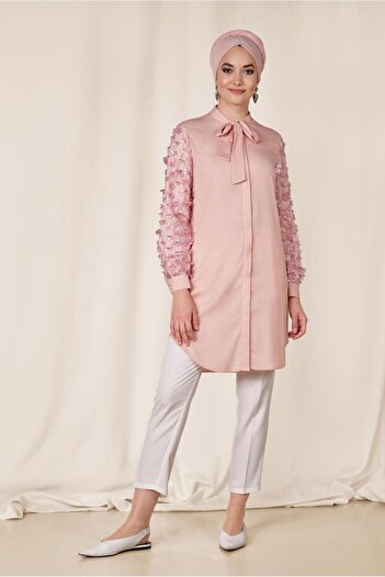 Alvina Three-Dimensed Flower Detail Tunic with Sleeves 4131