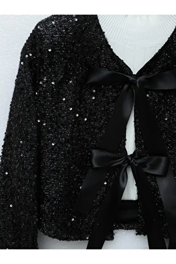 HİJABAYA Sequin Sequin Jacket Flared Skirt Set