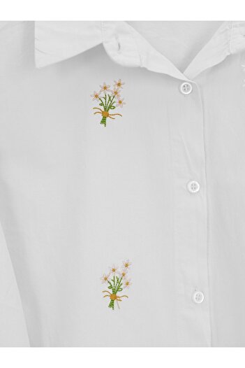 HİJABAYA Bouquet Flower Detailed Long Back Shirt